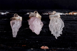 Rosenquarz Kristall Anh�nger Silber